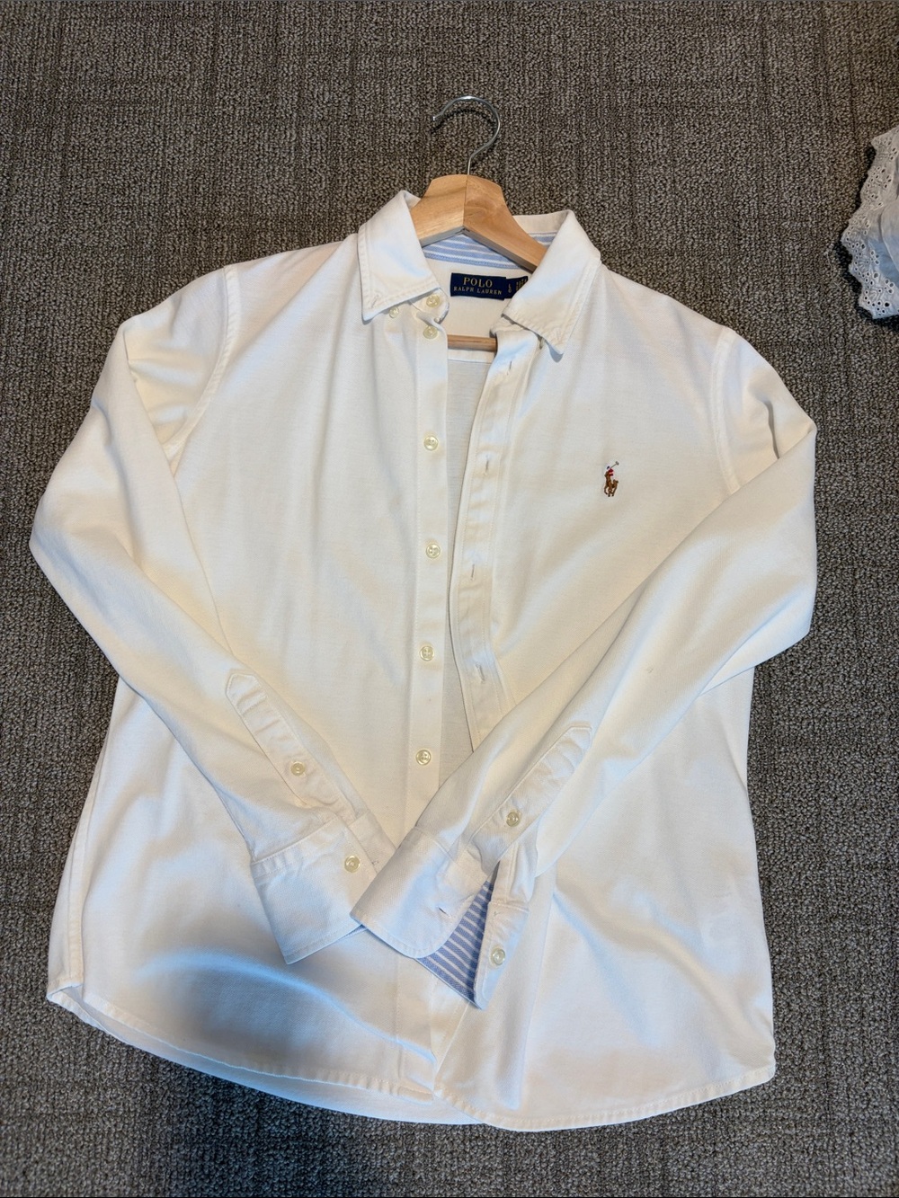 Polo by Ralph Lauren Off-White Long Sleeve Button-Down Shirt with Pony Logo